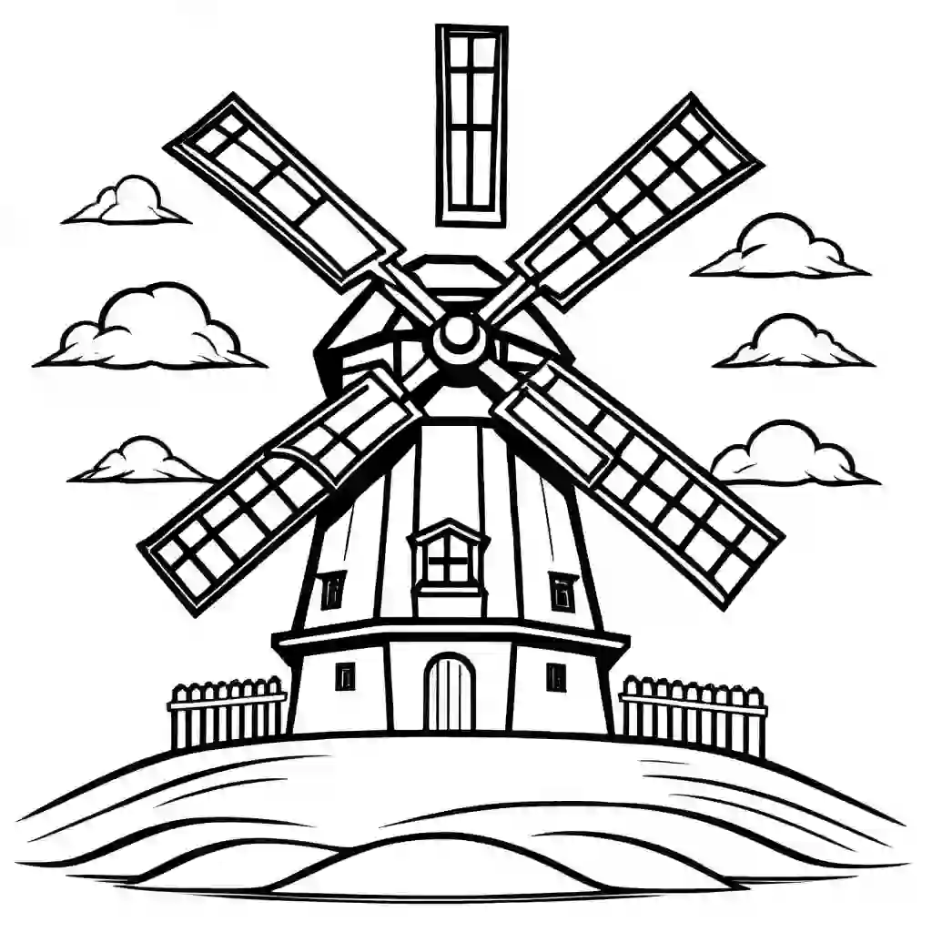 Windmills coloring pages